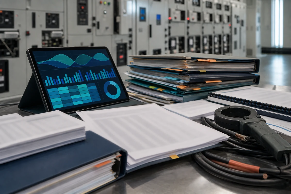 Sala eléctrica industrial genérica preparada para revisión técnica